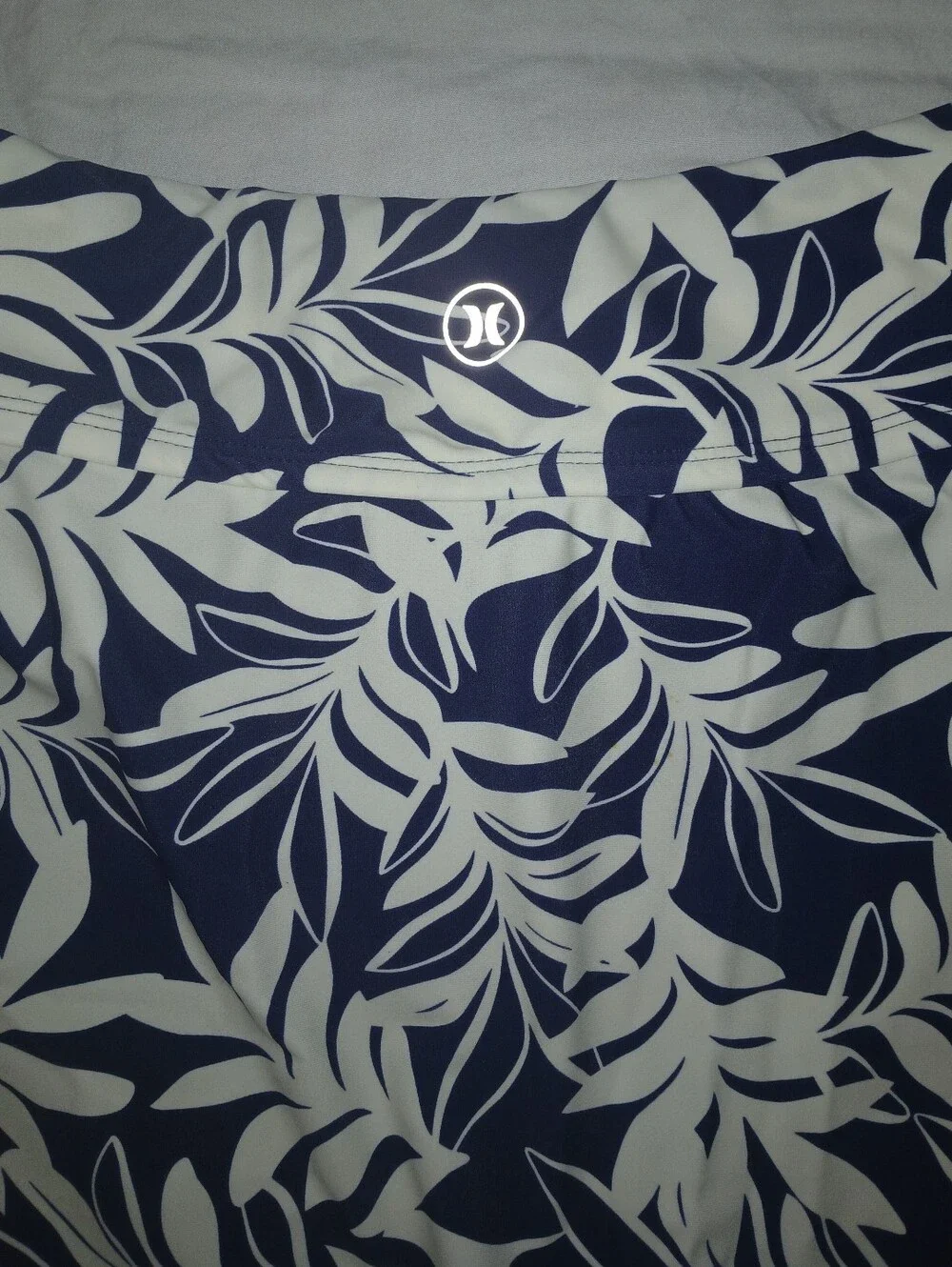 Hurley Navy and White Leaf-Print Swim Skort
